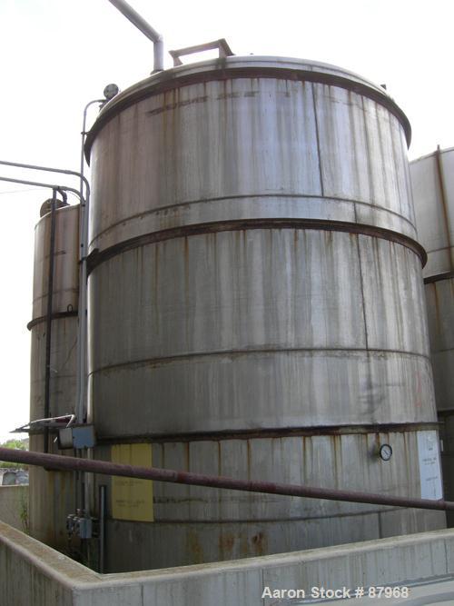 USED: Tower Iron Works 10,245 gallon tank. 10'9" diameter x approximately 15' straight side. Flat top and bottom. 4 side wall baffles, bottom coil, 2-1/2" diameter with (2) 4 blade props, driven by a...