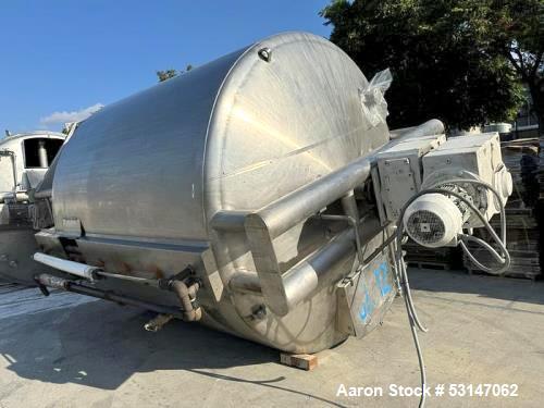 Used 6,000 Gallon 316 Stainless Steel Jacketed & Double Motion Agitated Tank with scraper agitation and center agitation with turbine blade paddles. Vessels measures 10' diameter X 10' straight side ...