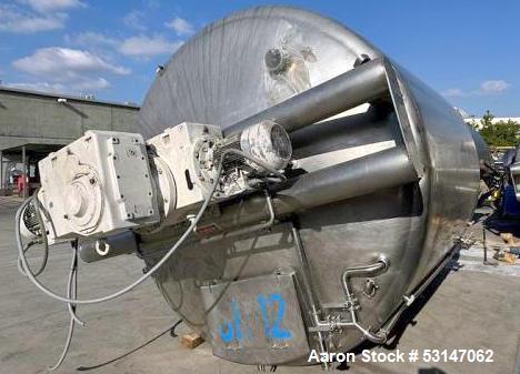 Used 6,000 Gallon 316 Stainless Steel Jacketed & Double Motion Agitated Tank with scraper agitation and center agitation with turbine blade paddles. Vessels measures 10' diameter X 10' straight side ...