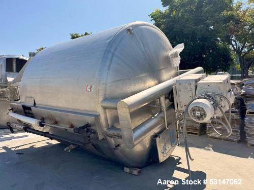 Used 6,000 Gallon 316 Stainless Steel Jacketed & Double Motion Agitated Tank with scraper agitation and center agitation with turbine blade paddles. Vessels measures 10' diameter X 10' straight side ...
