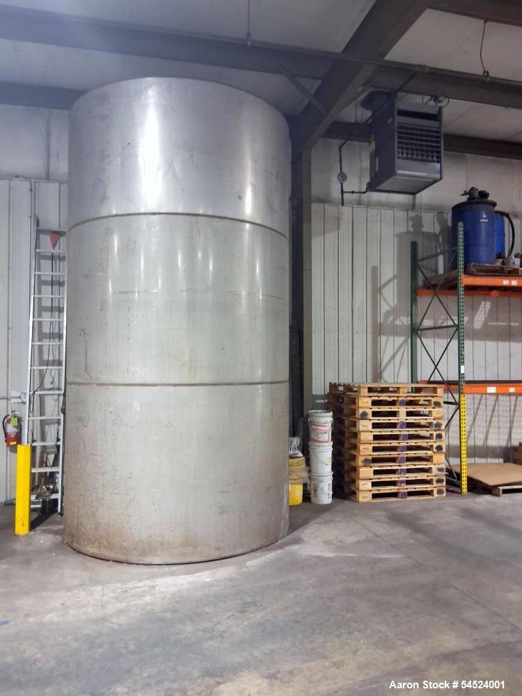 Used 5,000 Gallon Stainless Steel Tank – Vertical Storage Vessel – 90" Diameter x 170" Tall