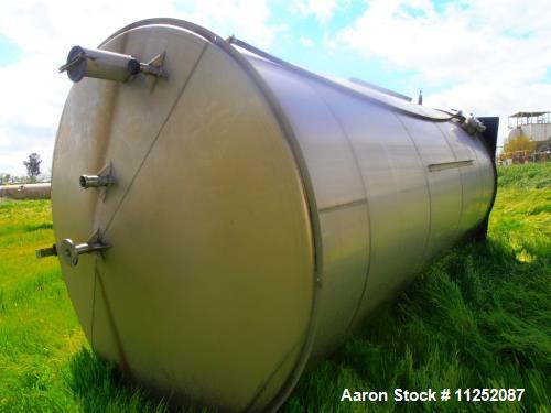 Used Valley Foundry stainless steel storage tank, approximately 7,000 gallon cap