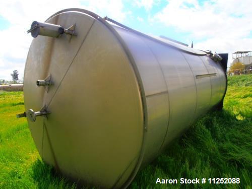 Used Valley Foundry stainless steel storage tank, approximately 7,000 gallon cap