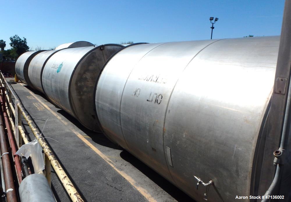 Used Valley Foundry & Machine Works Tank, Approximate 5,000 Gallon, 304 Stainless Steel, Vertical. Approximately 102" diameter x 143" straight side, slight cone top, 4” sloped bottom. Top openings 24...