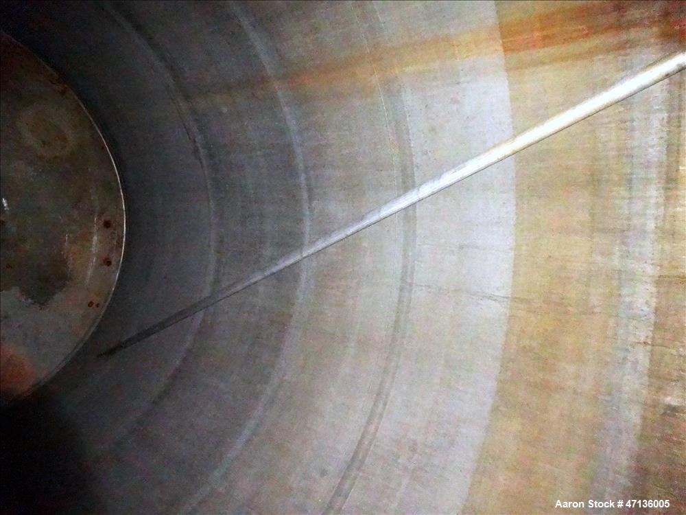 Used Valley Foundry & Machine Works Tank, Approximate 5,000 Gallon, 304 Stainless Steel, Vertical. Approximately 102" diameter x 143" straight side, slight cone top, sloped bottom. Top openings: 24" ...