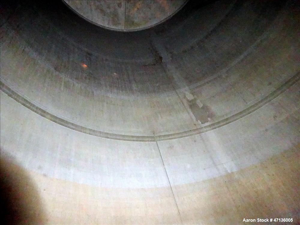 Used Valley Foundry & Machine Works Tank, Approximate 5,000 Gallon, 304 Stainless Steel, Vertical. Approximately 102" diameter x 143" straight side, slight cone top, sloped bottom. Top openings: 24" ...