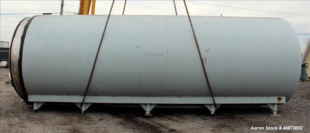 Used Walker Stainless Steel Equipment Co. Tank, Model 8480, 10,000 Gallon, 304 Stainless Steel, Horizontal. Approximately 100" diameter x 295" straight side. Dished Heads. (2) spray balls. 20" x 16" ...