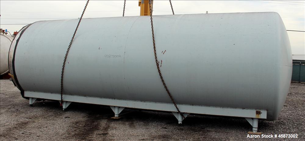 Used Walker Stainless Steel Equipment Co. Tank, Model 8480, 10,000 Gallon, 304 Stainless Steel, Horizontal. Approximately 100" diameter x 295" straight side. Dished Heads. (2) spray balls. 20" x 16" ...