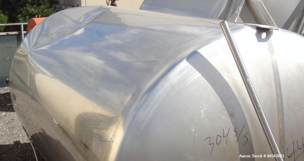 Used Walker Stainless Tank, 5000 Gallon, Model 9559, 304 Stainless Steel, Vertical. Approximately 96” diameter x 164” straight side, dished top, sloped bottom. Openings: top (2) 1-1/4” NPT, 2", 2" th...