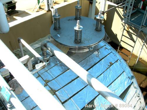 USED: Walker Stainless tank, 8,500 gallon, 316 stainless steel, horizontal. Approximately 9' diameter x 16'9" straight side, dished ends. Internal rated 15 psi at 200 deg F. Openings: top 1", (3) 2",...