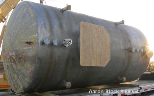 USED: Walker Stainless tank, 8,500 gallon, 316 stainless steel, horizontal. Approximately 9' diameter x 16'9" straight side, dished ends. Internal rated 15 psi at 200 deg F. Openings: top 1", (3) 2",...
