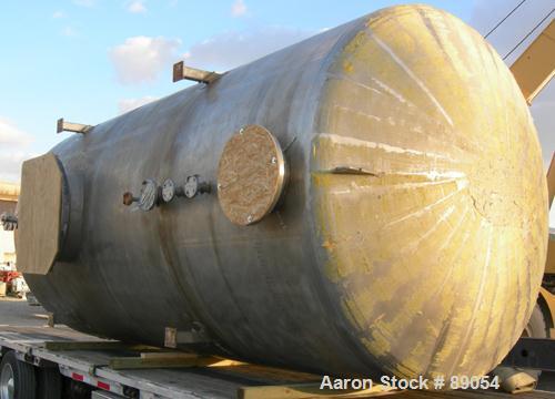 USED: Walker Stainless tank, 8,500 gallon, 316 stainless steel, horizontal. Approximately 9' diameter x 16'9" straight side, dished ends. Internal rated 15 psi at 200 deg F. Openings: top 1", (3) 2",...