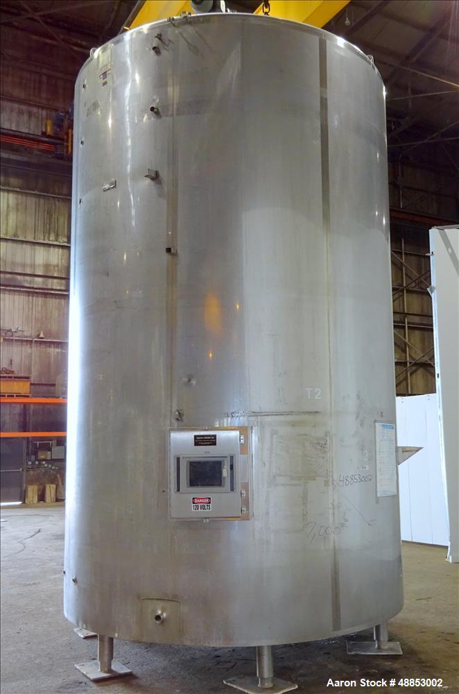 Used Walker Jacketed Tank. 6000 Gallon, Vertical 304 Stainless Steel.