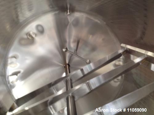 Used- Walker, 5000 Gallon, Sanitary, Jacketed Mix Tank/Silo. Sweep mixer driven by Hydraulic Drive. 8'6" ID x 12' T/T. Dish ...