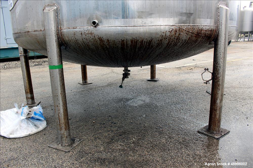 Used Walker Stainless Tank, Model SS, 6,000 Gallon, 304 Stainless Steel, Vertical. 102" Diameter x 168" straight side. Dished top and bottom heads. Internal rated atmospheric psi at ambient degrees F...