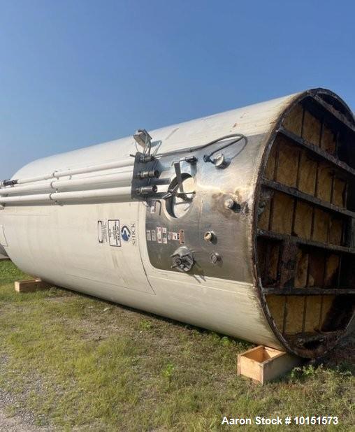 Used Walker 10,000-Gallon Jacketed Stainless Steel Mix Tank | 304 SS | 150 PSI @ 300°F | Side-Bottom Mixer & Manway | Skirt Mount | Built 2005