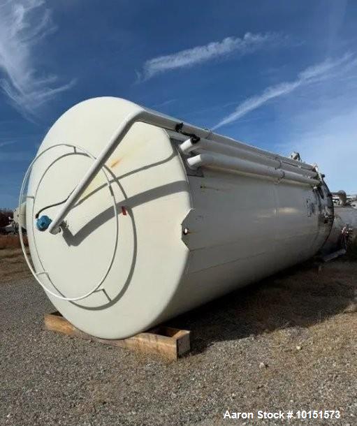 Used Walker 10,000-Gallon Jacketed Stainless Steel Mix Tank | 304 SS | 150 PSI @ 300°F | Side-Bottom Mixer & Manway | Skirt Mount | Built 2005