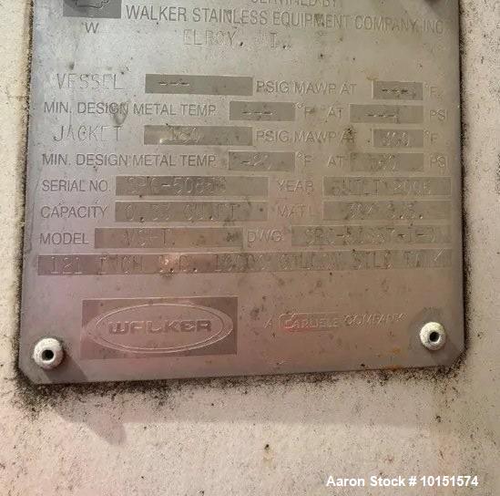 Used Walker 10,000-Gallon 304 Stainless Jacketed Process Tank | 150 PSI | Skirt Mount | Built 2005