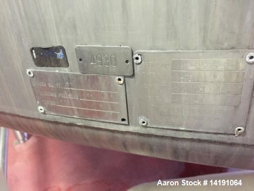 Used 10,000 Gallon Walker Stainless Steel Jacketed Mix Tank. T316 SS inner shell. T304 SS Jacket. Model 8316-4. Dimensions 136" ID x 153" straight side. 242" OAH. Jacket rated 150psi at 300F. Insulat...