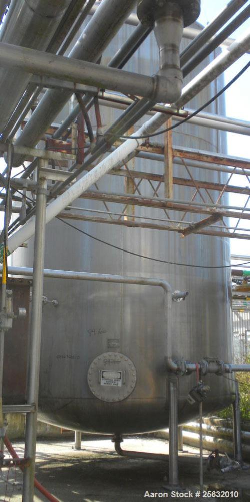 Used Walker Storage Tank, 16,000 Gallon, 316L stainless steel, vertical. Approximate 12' diameter x 18' straight side, dish top and bottom. Misc top and side flanged openings. Side openings include a...