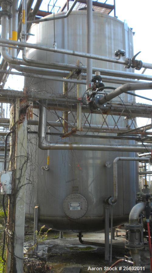 Used Walker Storage Tank, 16,000 Gallon, 316L stainless steel, vertical. Approximate 12' diameter x 18' straight side, dish top and bottom. Misc top and side flanged openings. Side openings include a...