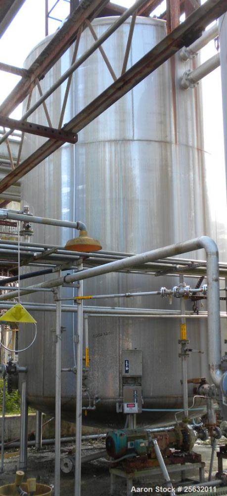 Used Walker Storage Tank, 16,000 Gallon, 316L stainless steel, vertical. Approximate 12' diameter x 18' straight side, dish top and bottom. Misc top and side flanged openings. Side openings include a...