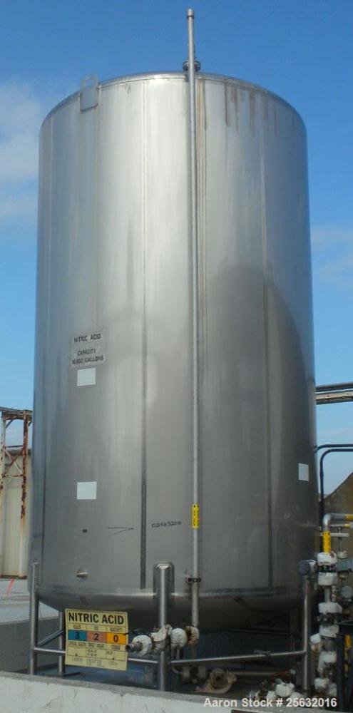 Used- Walker Storage Tank, 10,000 Gallon, 316L Stainless Steel, Vertical. Approximate 9'6" diameter x 16' straight side, dis...