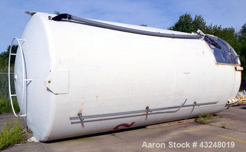 Used Walker Jacketed Tank, 10000 Gallon, Stainless Steel, Vertical. Approximate 120" diameter x 240" straight side, dished top, sloped bottom. Channel jacketed, no rating. 16" x 20" side oval manway,...