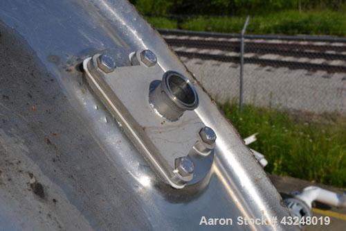 Used Walker Jacketed Tank, 10000 Gallon, Stainless Steel, Vertical. Approximate 120" diameter x 240" straight side, dished top, sloped bottom. Channel jacketed, no rating. 16" x 20" side oval manway,...
