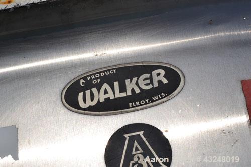 Used Walker Jacketed Tank, 10000 Gallon, Stainless Steel, Vertical. Approximate 120" diameter x 240" straight side, dished top, sloped bottom. Channel jacketed, no rating. 16" x 20" side oval manway,...