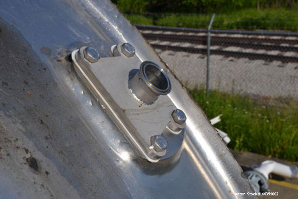 Used Walker Jacketed Tank, 10,000 Gallon, 304 Stainless Steel, Vertical. Approximately 120" diameter x 240" straight side, dished top, sloped bottom. Channel jacketed, no rating. 16" x 20" side oval ...