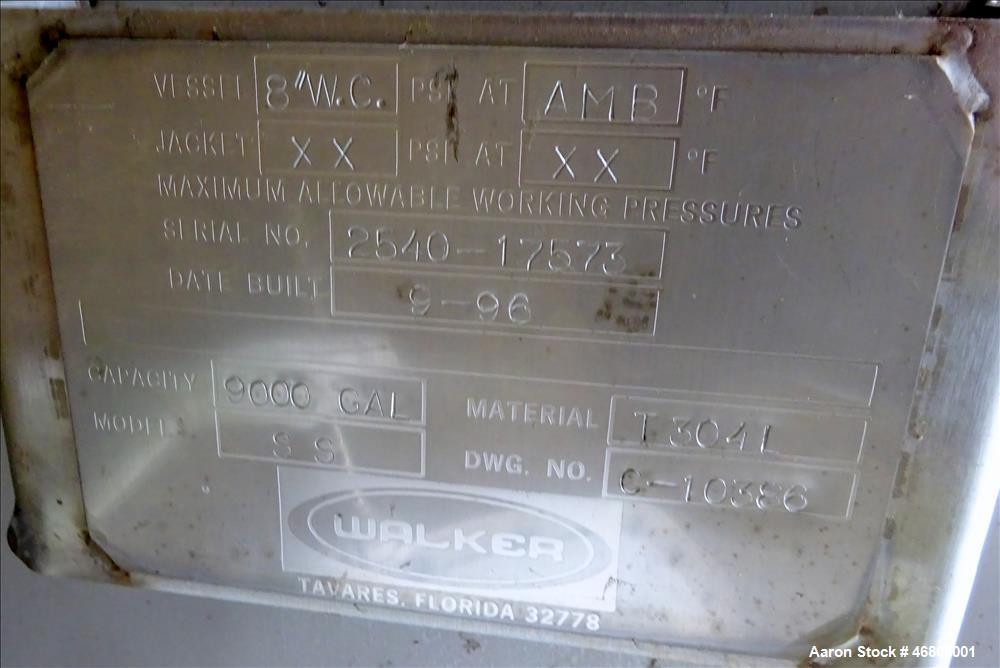 Used Walker 9000 Gallon Stainless Tank