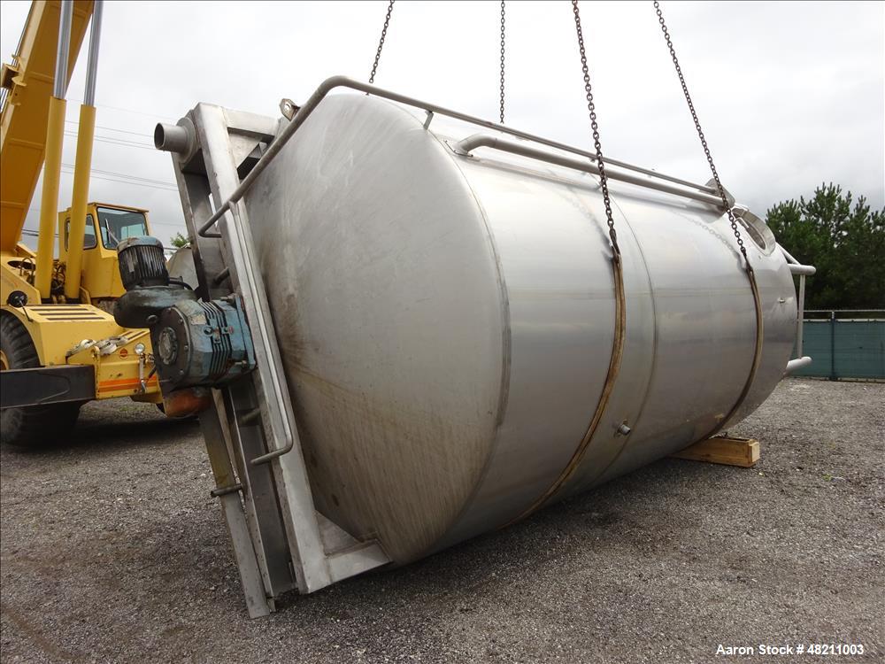 Used Walker Jacketed Tank, 10,000 Gallon, 304 Stainless Steel, Vertical.