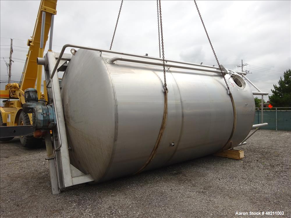 Used Walker Jacketed Tank, 10,000 Gallon, 304 Stainless Steel, Vertical.