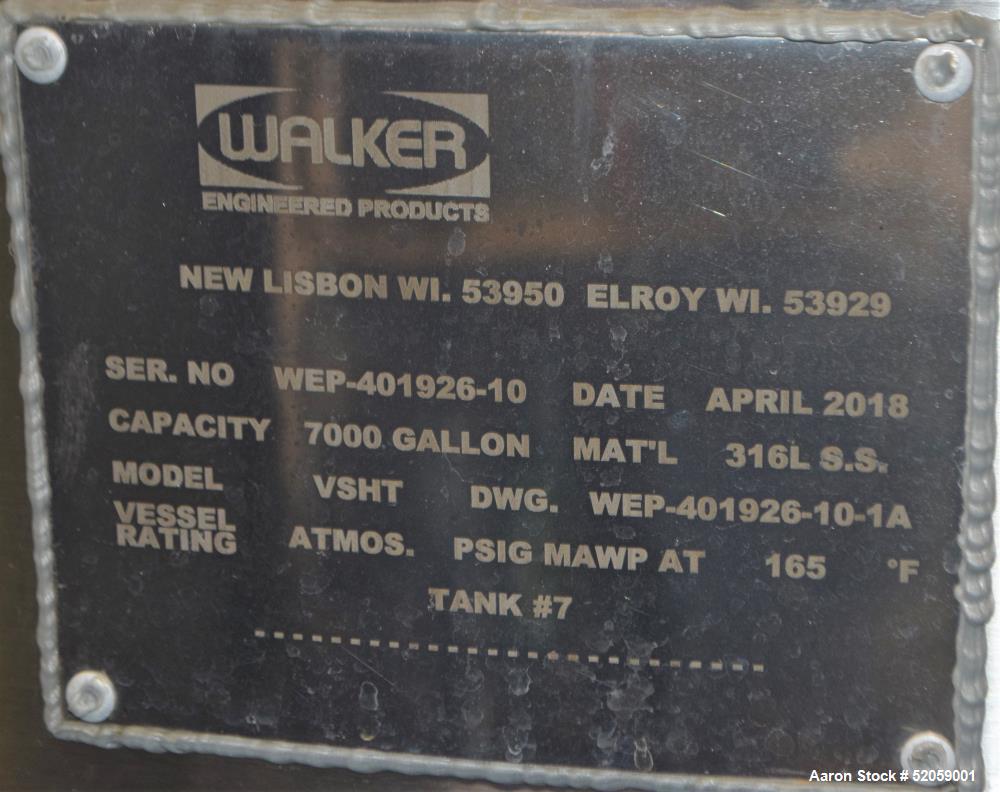 Walker 7,000 Gallon Stainless Steel Insulated Silo Storage Tank