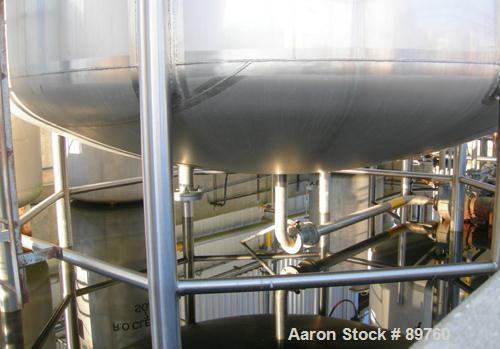 USED: Walker 21,000 gallon, type 304L stainless steel, storage tank. Vertical, dished heads, approximate 12' diameter x 24' straight side. Top openings include an 18" manway with bolt-on cover, 2" fl...