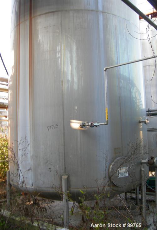 USED: Walker 16,000 gallon, type 316L stainless steel, storage tank. Vertical, dished heads. Approximate 12' diameter x 18' straight side. Misc top and side flanged openings. Side openings include an...
