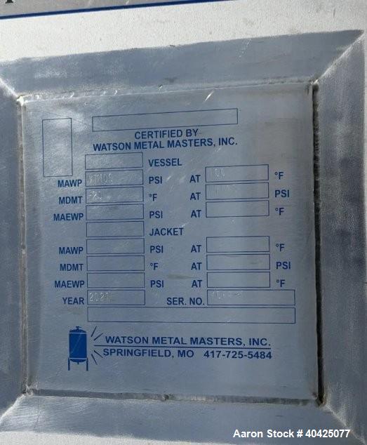 Unused Watson Metal Masters 7,500 Gallon 304 Stainless Steel Tank – 304 SS – Built 2021 – Atmospheric Storage Vessel