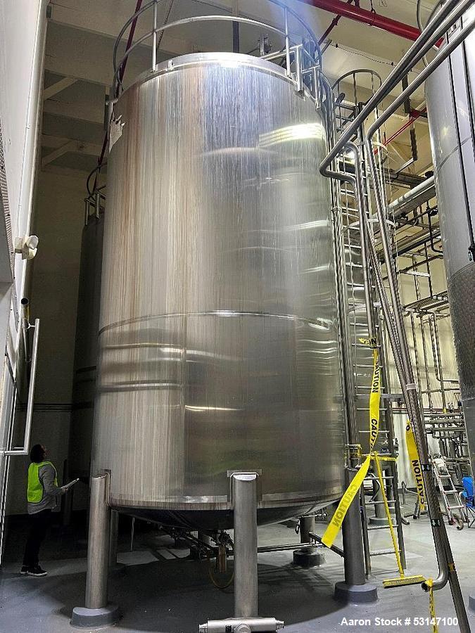 Used Watson Metal Masters 10,000-Gallon Insulated Stainless Steel Mixing Tank with Agitator | Beverage Syrup Blending