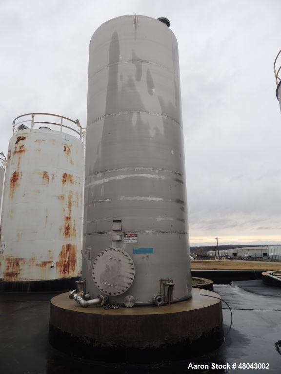 Used Whiting Metals 6,500 gal 316L Stainless Steel Vertical Tank.  Rated ATM @ 150 F. Dimensions:  8'dia x 21'h.  Flat bottom. Serial # F-7069. Built 1996.