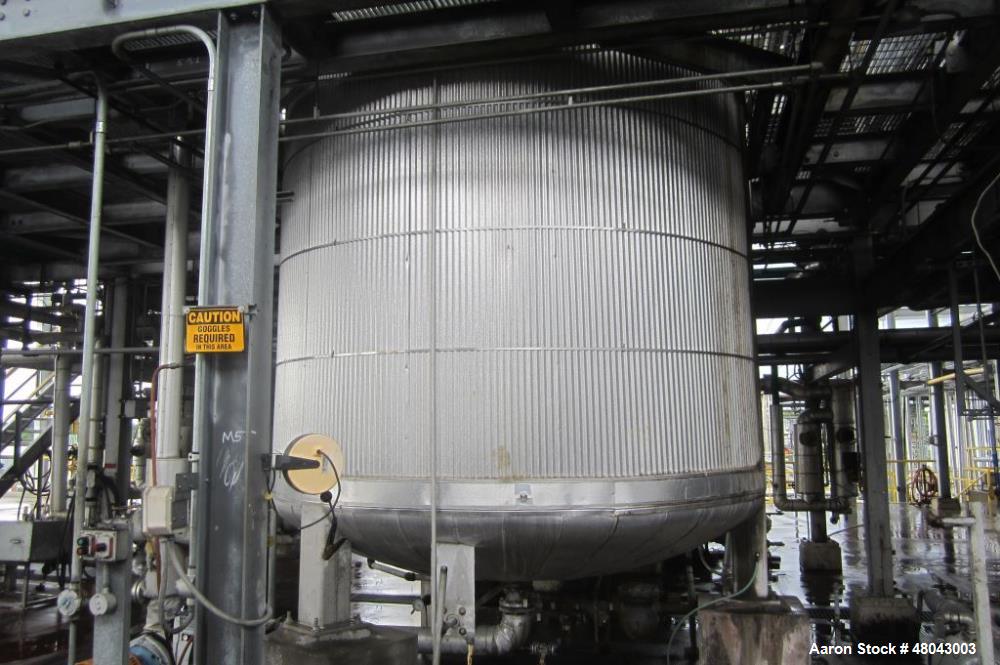 Used Whiting Metals 5,000 gallon 316L Stainless Steel Vertical Jacketed Mix Tan