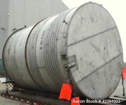 Used Wolfe Mechanical and Equipment Tank, 14,000 gallon, 304L stainless steel, vertical. Approximately 144" diameter x 192" straight side, dished top, sloped bottom. Internal rated 5 psi at 150 deg F...