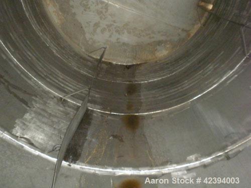 Used Wolfe Mechanical and Equipment Tank, 14,000 gallon, 304L stainless steel, vertical. Approximately 144" diameter x 192" straight side, dished top, sloped bottom. Internal rated 5 psi at 150 deg F...