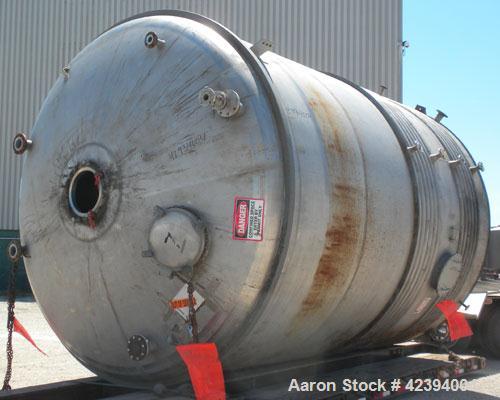 Used Wolfe Mechanical and Equipment Tank, 14,000 gallon, 304L stainless steel, vertical. Approximately 144" diameter x 192" straight side, dished top, sloped bottom. Internal rated 5 psi at 150 deg F...