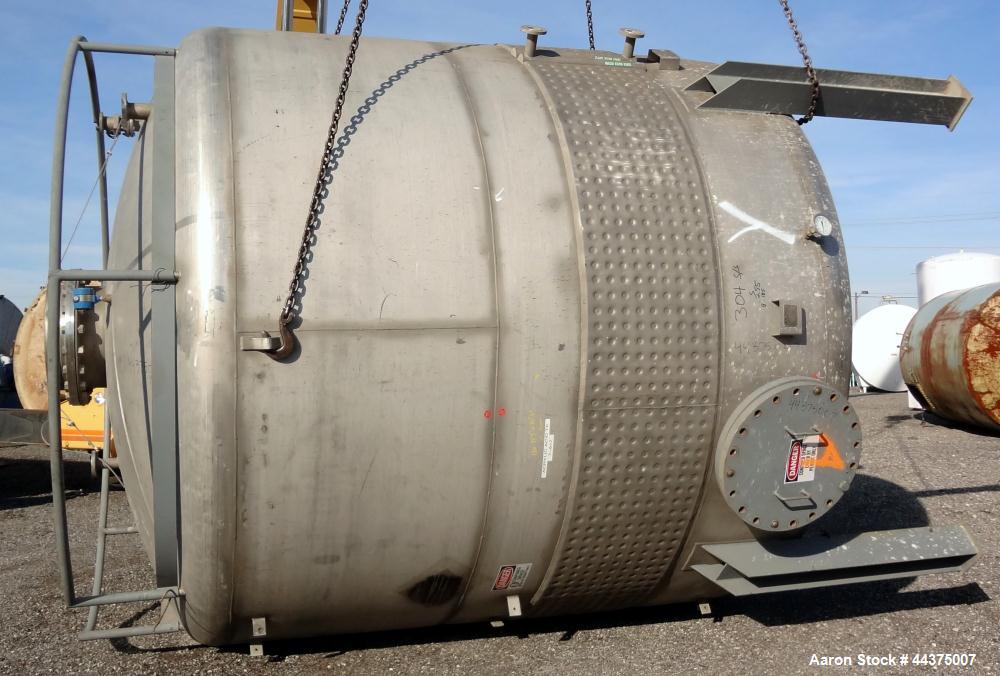 Used Wolfe Mechanical And Equipment Tank, 9000 Gallon, 304 Stainless Steel, Vertical. 144” diameter x 120” straight side, dished top and bottom. Internal rated 2.5 psi at 400 degrees F., 30” Wide sin...
