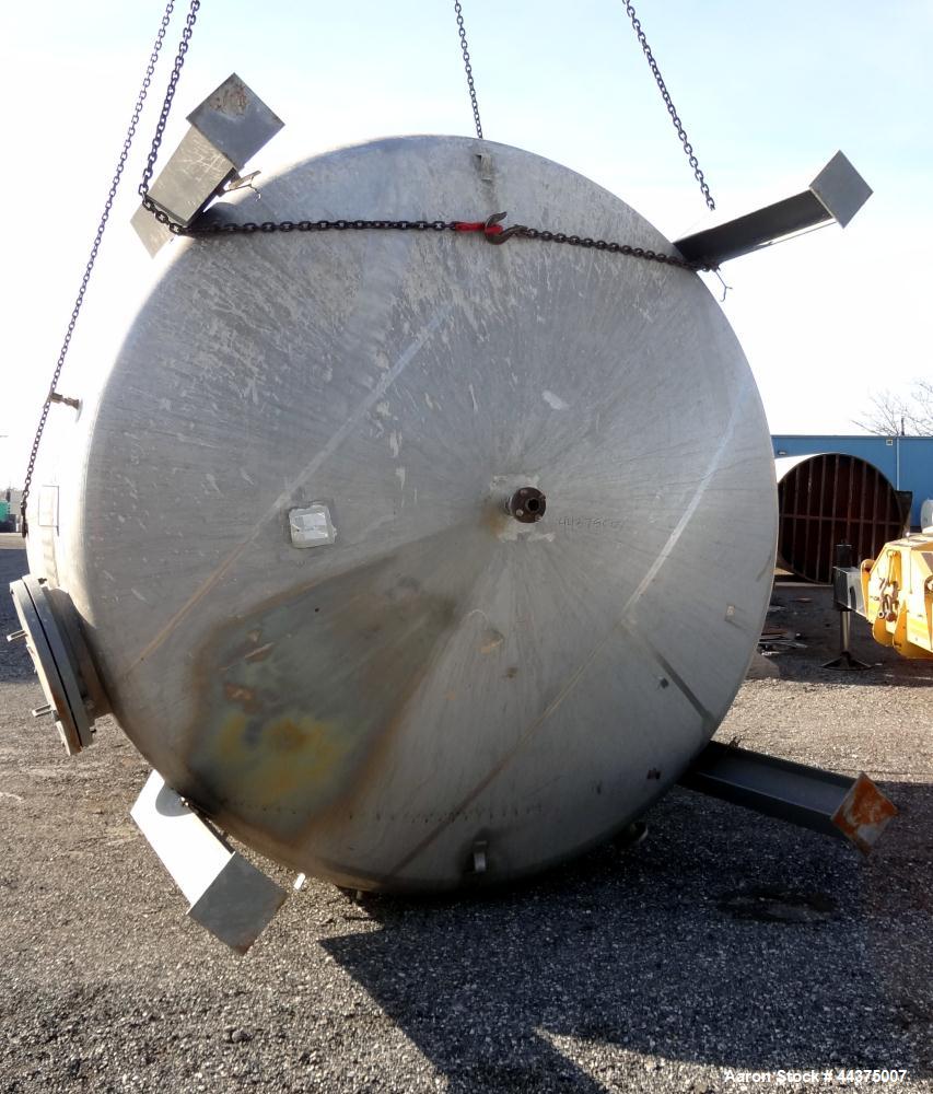 Used Wolfe Mechanical And Equipment Tank, 9000 Gallon, 304 Stainless Steel, Vertical. 144” diameter x 120” straight side, dished top and bottom. Internal rated 2.5 psi at 400 degrees F., 30” Wide sin...