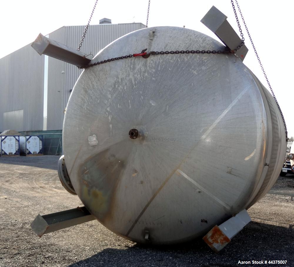 Used Wolfe Mechanical And Equipment Tank, 9000 Gallon, 304 Stainless Steel, Vertical. 144” diameter x 120” straight side, dished top and bottom. Internal rated 2.5 psi at 400 degrees F., 30” Wide sin...