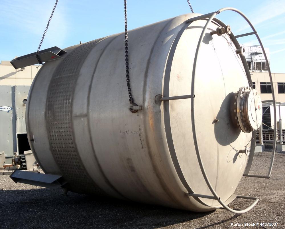 Used Wolfe Mechanical And Equipment Tank, 9000 Gallon, 304 Stainless Steel, Vertical. 144” diameter x 120” straight side, dished top and bottom. Internal rated 2.5 psi at 400 degrees F., 30” Wide sin...