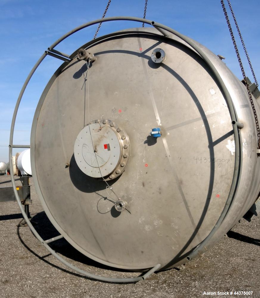 Used Wolfe Mechanical And Equipment Tank, 9000 Gallon, 304 Stainless Steel, Vertical. 144” diameter x 120” straight side, dished top and bottom. Internal rated 2.5 psi at 400 degrees F., 30” Wide sin...