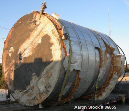 Used Wolfe Mechanical and Equipment Tank, 7,660 Gallon, 304L Stainless Steel, Vertical. Approximate 120" diameter x 156" straight side. Dish top, flat bottom. Openings: top (3) 3", 1-1/2"; side 3/4",...